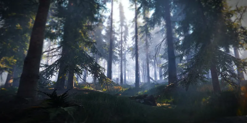 Detailed woodland environment from the Book of the Dead demo